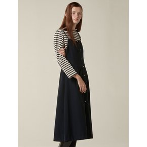 Button up volume layered dress - Navy