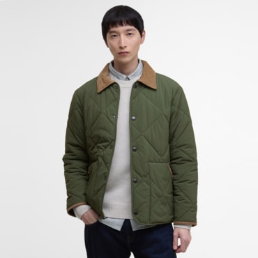 바버 [25FW] 남성 올리브 Modified Short Liddesdale 퀼팅 재킷 (URJU5F025L3)