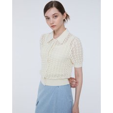 [Summer Knit] 짜임 카라넥 코튼 반팔 가디건 JSSW4B180