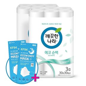 에코 순백 화장지 30m 30롤 2팩+윈디2매