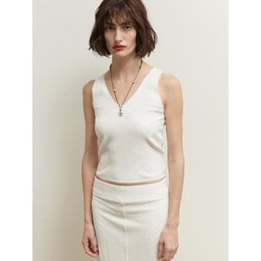 LACE PANNEL SLEEVELESS TOP [WHITE]