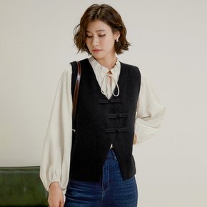 LS_Buckle knitted black vest