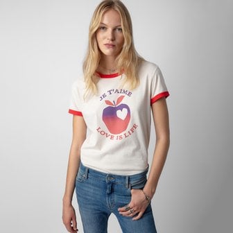 쟈딕앤볼테르 [여주점] 반팔 티셔츠 Walk Love Is Life T-shirt ZE4SFCTTE001Z11