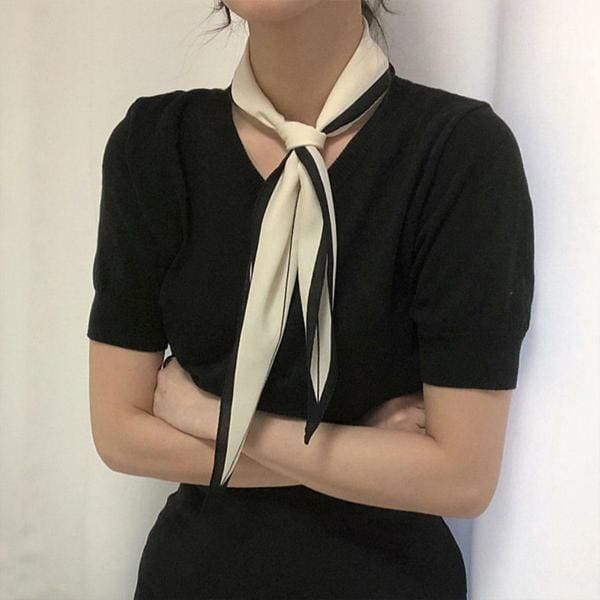 [1+1] 라인배색 새틴스카프 여성 쁘띠스카프 컬러5종