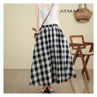  ATMARK 깅엄체크밴딩롱스커트_AA43SK021G