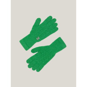 소에타에르 Cashmere 100% Finger Hole Knit Gloves For Womens (Forest Green)