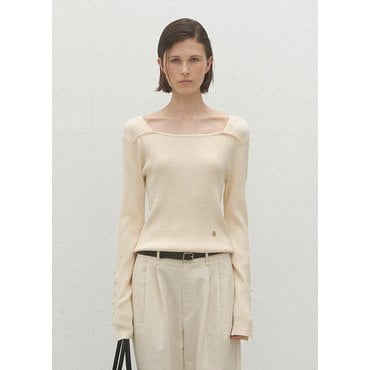 나인(Atelier Nain) (T-6916)ESSENTIAL SQUARE NECK KNIT