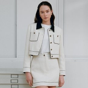 LINE CROP TWEED JACKET IVORY