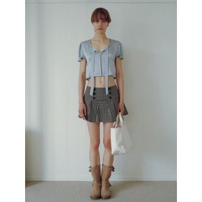 CHECK PLEATS MINI SKIRT