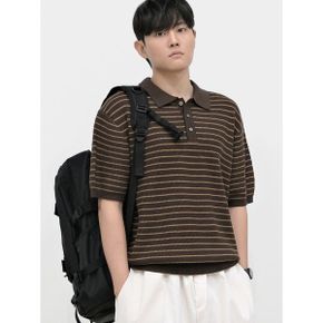 남자 와플 면 스트라이프 카라 반팔 니트 SXR053_P426388203