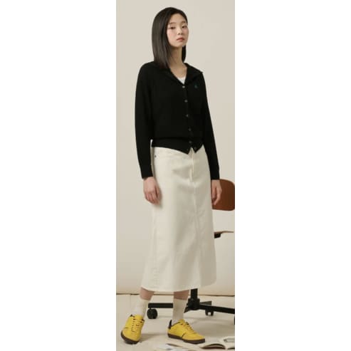 빈폴레이디스 A라인 롱 데님 스커트 - 화이트 BF5327C021