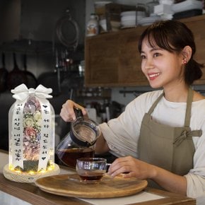 (개별문구 가능)미니화환 블링라벤더 유리돔 개업 승진 환갑 집들이 선물