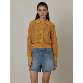 Mesh Collar Summer Knit Cardigan