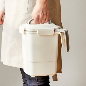 4면 결착 뚜껑 내통 분리형 음식물 쓰레기통 4L_화이트