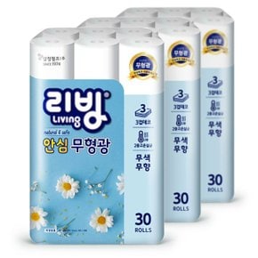 리빙 안심 무형광 3겹 화장지 25m 30롤 3팩