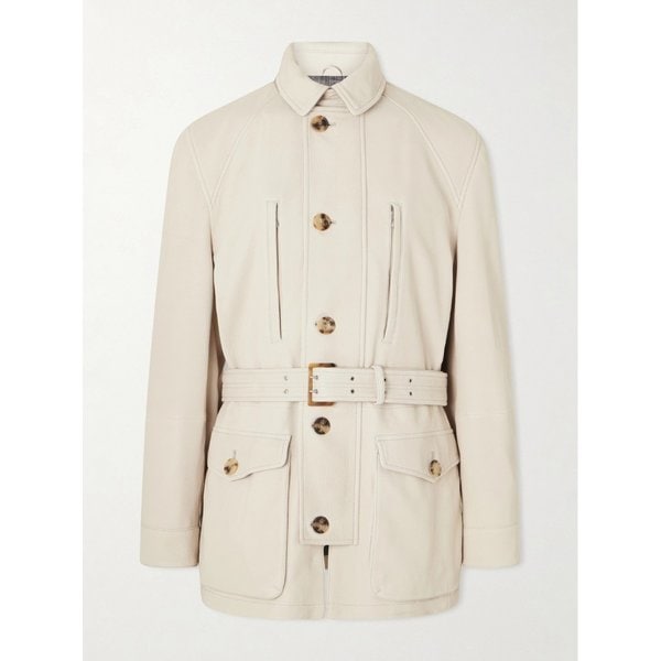 브루넬로쿠치넬리 벨티드 가죽 재킷 46376663163000286