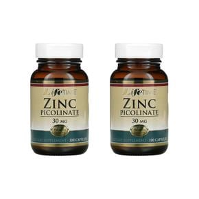 [해외직구]라이프타임 징크 아연 피콜리네이트 30mg 100캡슐 2팩 LifeTime Vitamins Zinc Picolinate 30 mg 100 Capsules