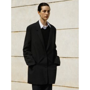 SINGLE BUTTON POINT JACKET_BLACK