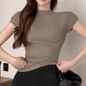 미니멀 페미닌 무지 여성 반폴라 슬림핏 반팔 LK-T040