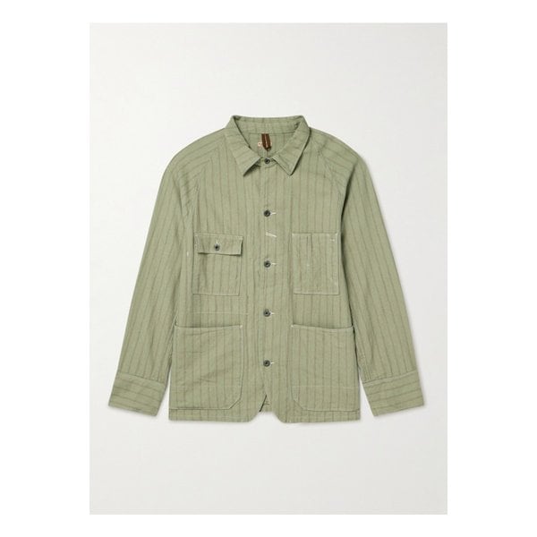기브슨 스트라이프 리넨 코튼 블렌드 오버셔츠 1647597359389112