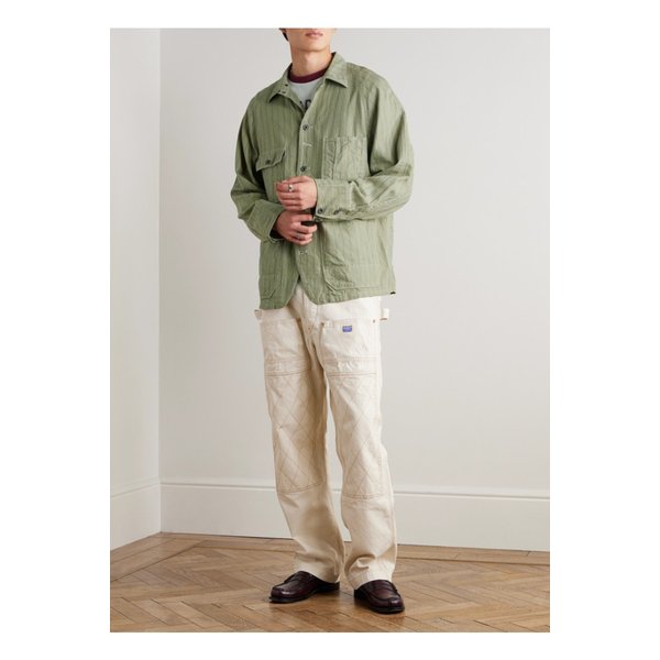 기브슨 스트라이프 리넨 코튼 블렌드 오버셔츠 1647597359389112