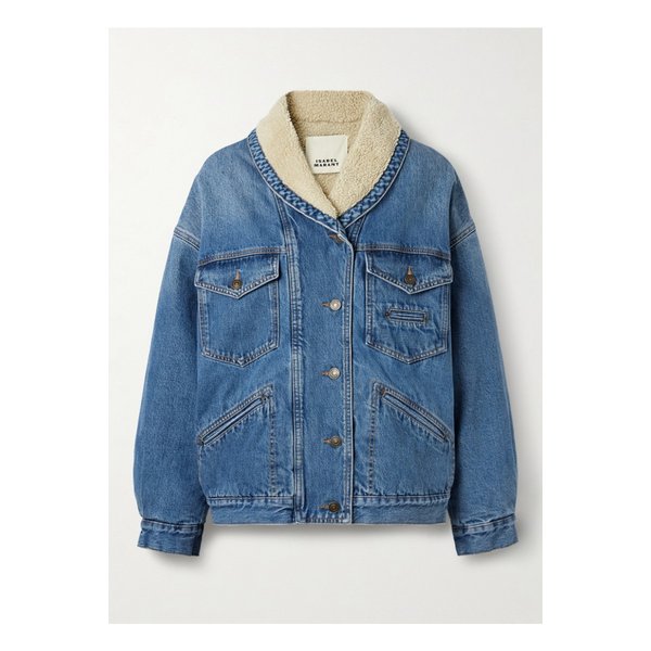 피미아 오버사이즈 플리스 안감 패딩 데님 재킷 블루 46376663162889941