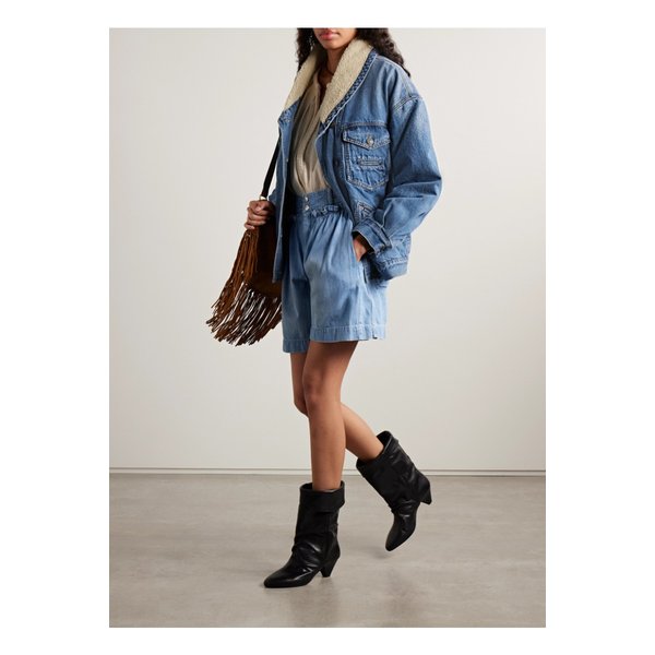 피미아 오버사이즈 플리스 안감 패딩 데님 재킷 블루 46376663162889941