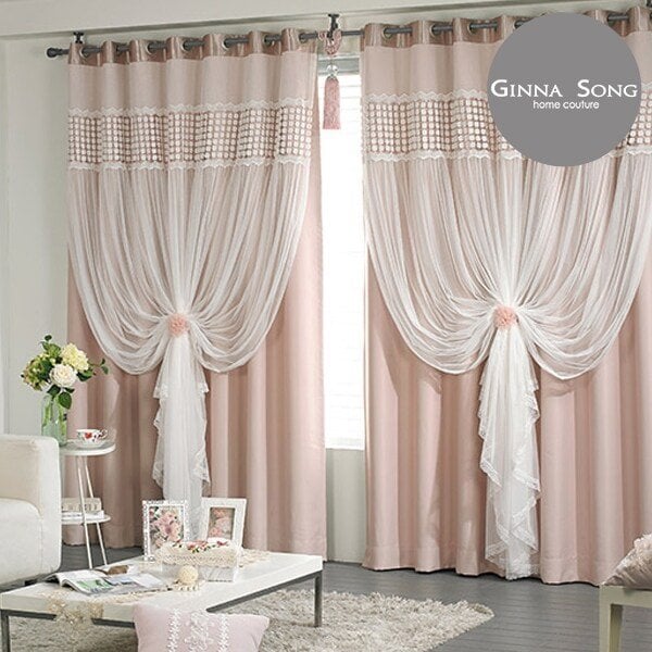 클로이 웨딩레이스 이중암막커튼 풀세트 특대형