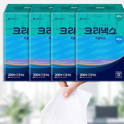 크리넥스 미용티슈 콤비 (200매) 3팩 x 4개 (총 12팩)(1)