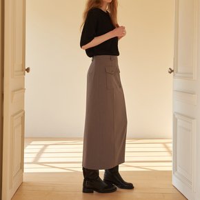 Pocket Long Skirt Brown