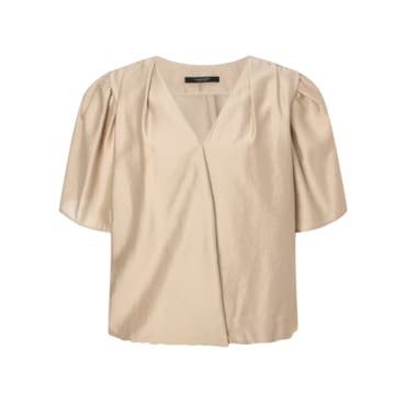 질스튜어트뉴욕 25FW 카멜 셔링장식 반팔블라우스 (JSBL5C110CM)