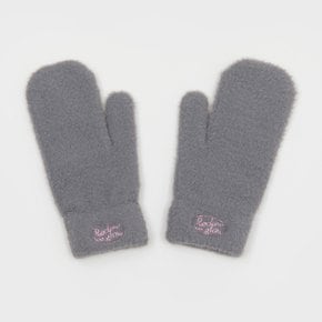 FLUFFY LOGO MITTEN GLOVE CHARCOAL