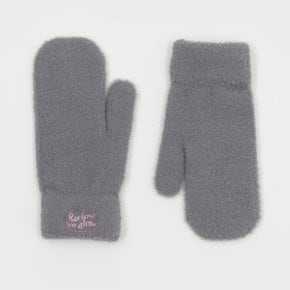 FLUFFY LOGO MITTEN GLOVE CHARCOAL