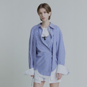 MARIA Double Layered Cuffs Shirts_Blue Stripe