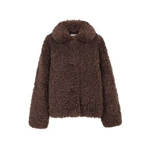 FLUFFY SHORT JACKET_BROWN (EEOP4CTR02W)