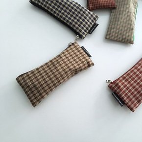 빈티지 베이지 체크 필통(Vintage Beige check pencil case