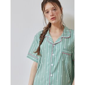 (uni) 플라워 스트라이프 반팔 파자마 2Size