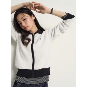 [26SS 시즌오프 30%]집업 배색 카디건  아이보리 (BF615AC020)
