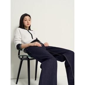 [26SS 시즌오프 30%]집업 배색 카디건  아이보리 (BF615AC020)