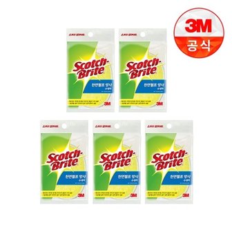 3M 항균 천연펄프 망사수세미(타원형) 일반세척용 5개세트