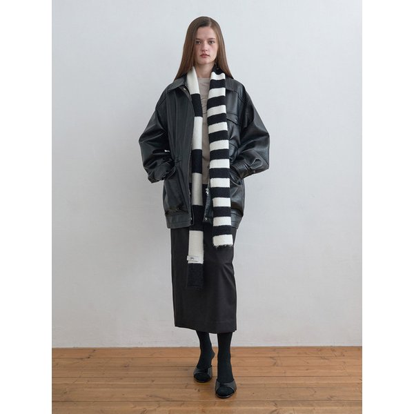 Mismatch Stripe Muffler Black