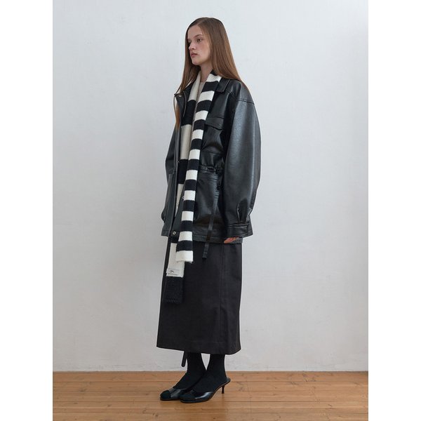 Mismatch Stripe Muffler Black
