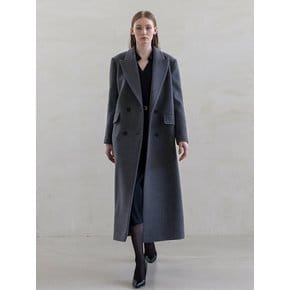 CASHMERE TAILORED DOUBLE LONG COAT GREY