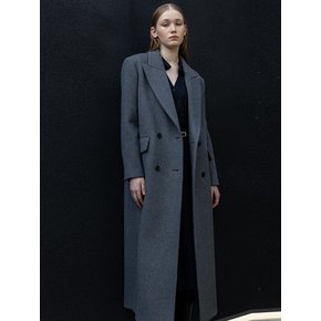 CASHMERE TAILORED DOUBLE LONG COAT GREY