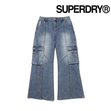 SUPERDRY W 데님 플레어 카고 팬츠(SDFDEDO08LID)