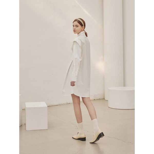 Blake shoulder wing long shirts dress_IVORY