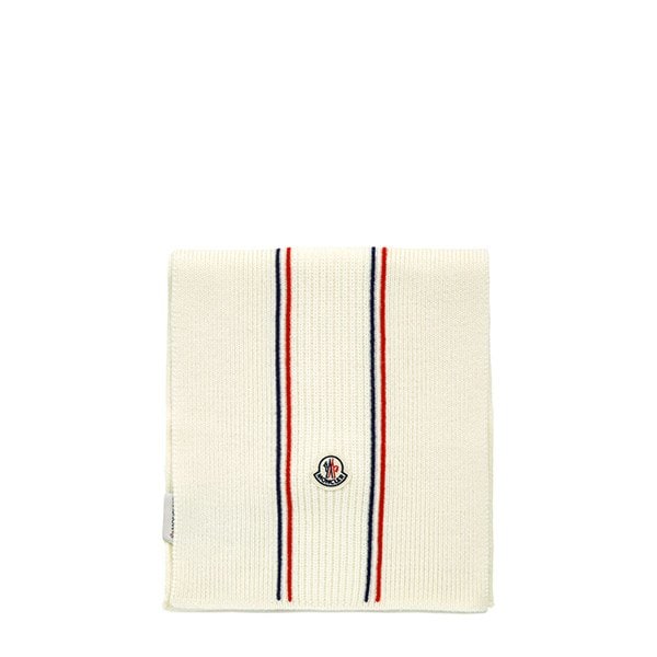 [부산점] 몽클레어 화이트 로고패치 RWB 버진 울 머플러 3C00007 M1131 034