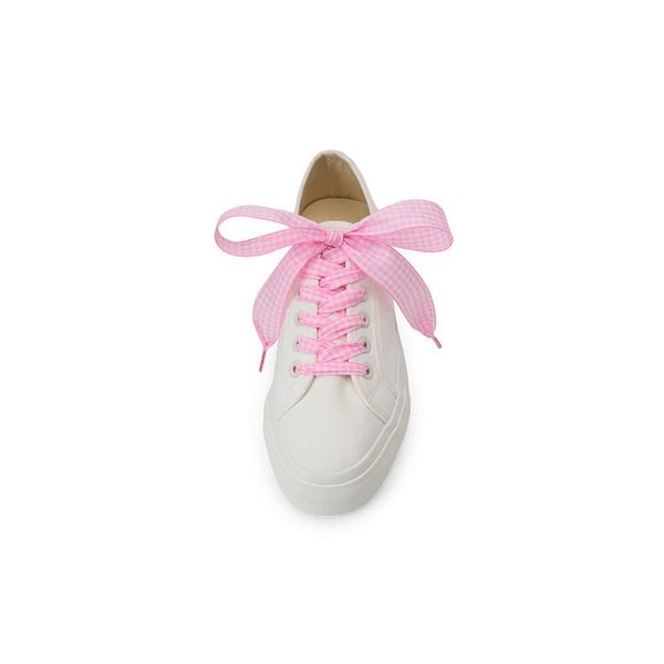 GINGHAM CHECK RIBBON SHOELACE_LIGHT PINK