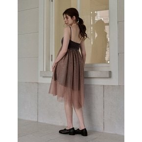 Velvet tulle dress (Pink beige)