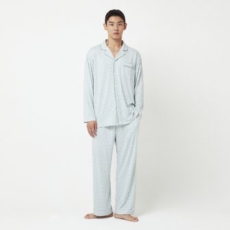 JAJU 남 보드라운 피치스킨 체크 파자마 세트(LIGHT MINT/LIGHT BLUE/DARK NAVY/ZET BLACK)